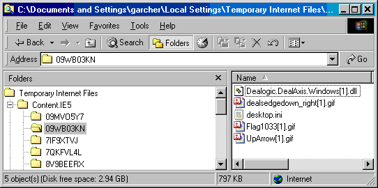 Temporary internet files